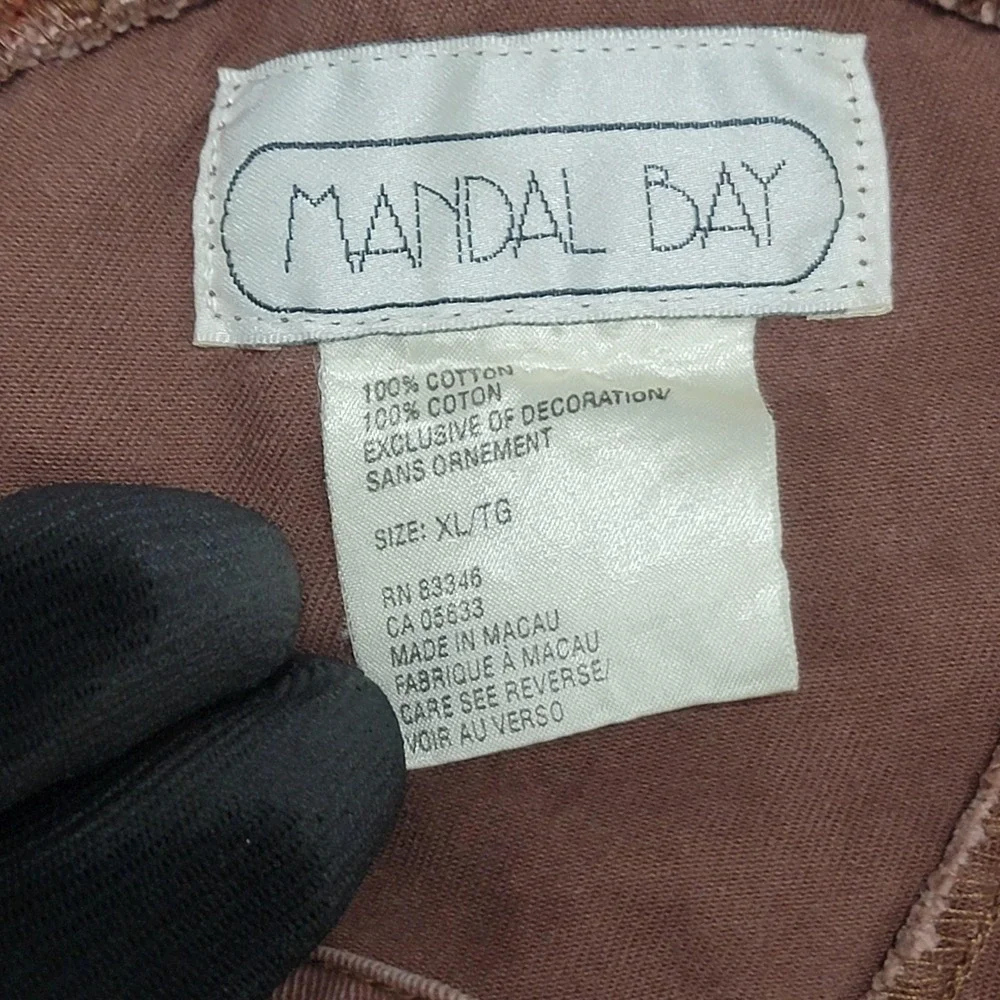 Vintage Mandal Bay Overalls Womens XL Brown Happy Harvest Scarecrow Fall Plaid - Picture 5 of 16